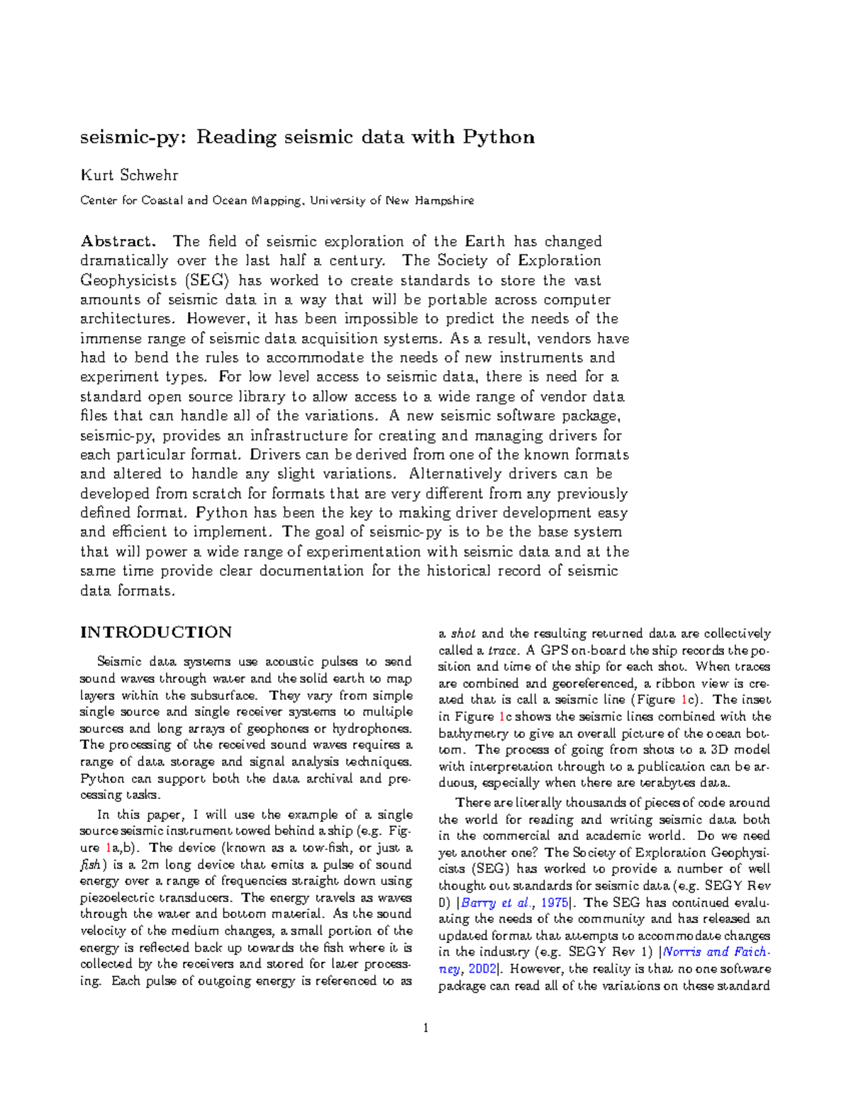 Seismic-Py: Reading Seismic Data with Python - Kurt Schwehr - Studocu
