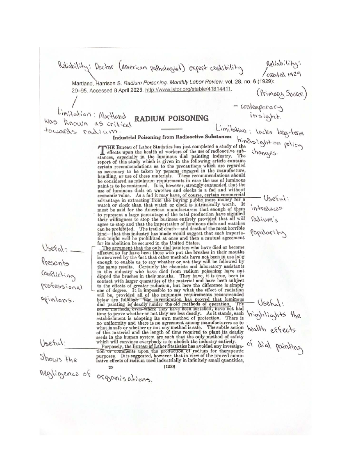 Annotated Sources: Historical Investigation on Radium Poisoning (1929 ...