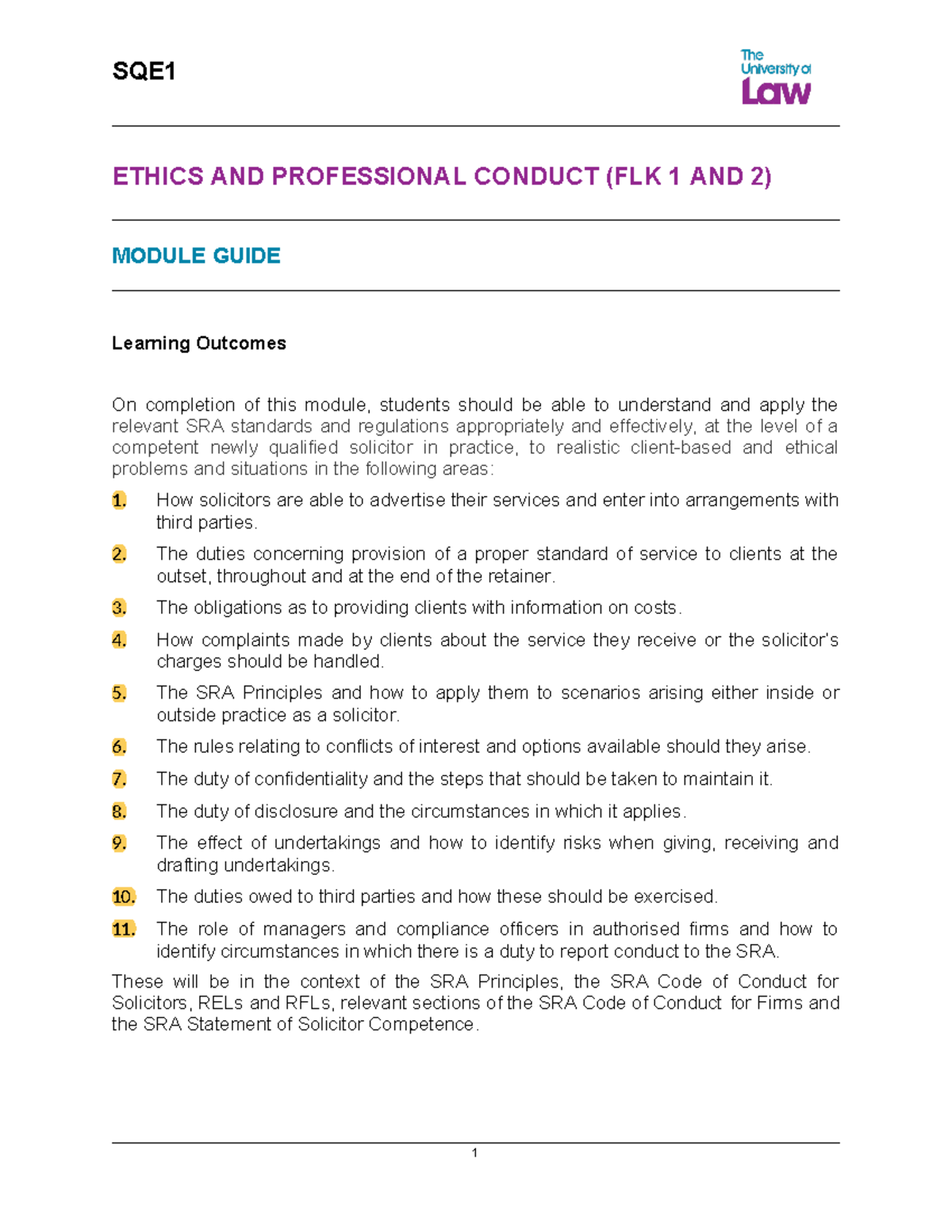 Ethics & Professional Conduct Module Guide (FLK 1 & 2) Summary - Studocu