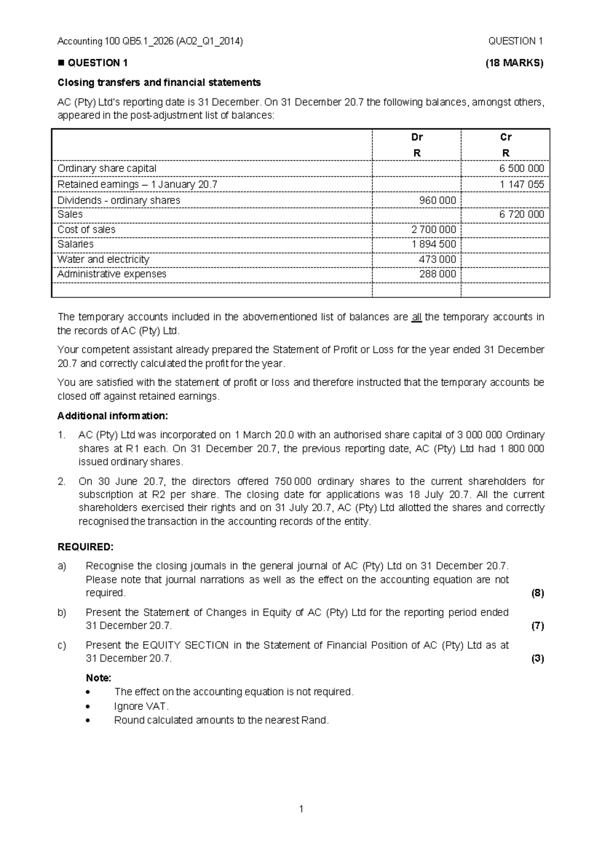 Accounting 100 QB5.1_2026 Chapter 5 Question Bank and Solutions - Studocu
