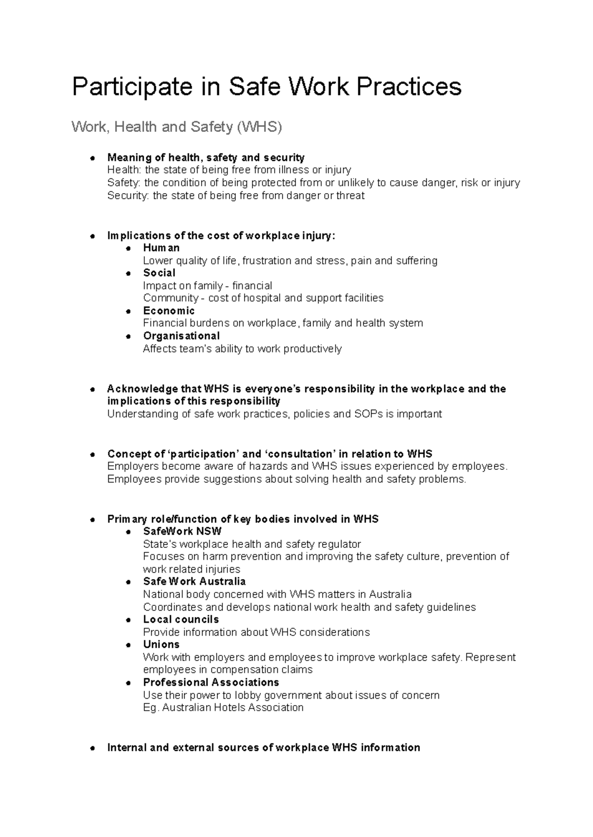 Participate in Safe Work Practices - Employees provide suggestions ...