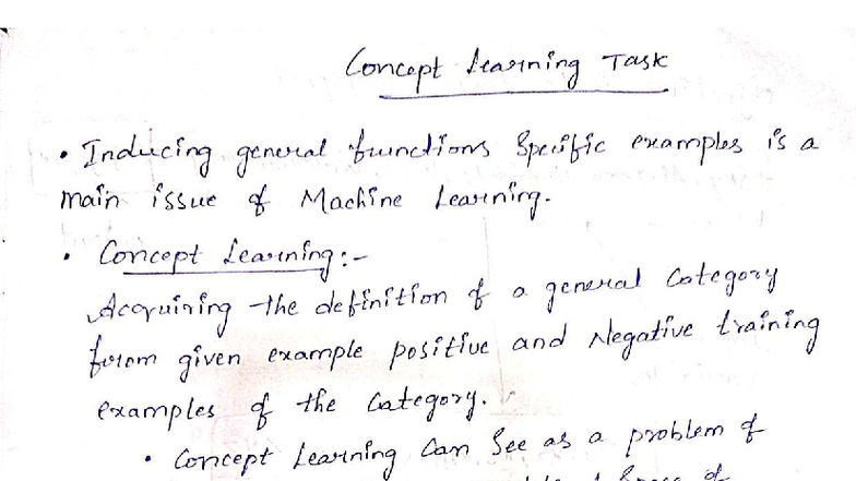 Concept Learning and LDA in Machine Learning (ML 101) - Studocu