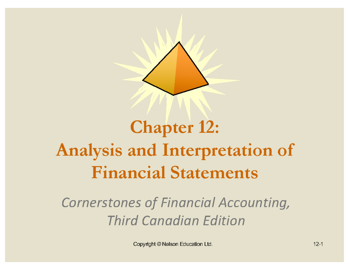 Chapter 12: Financial Statement Ratios Analysis - Class 6 Fall 2025 ...
