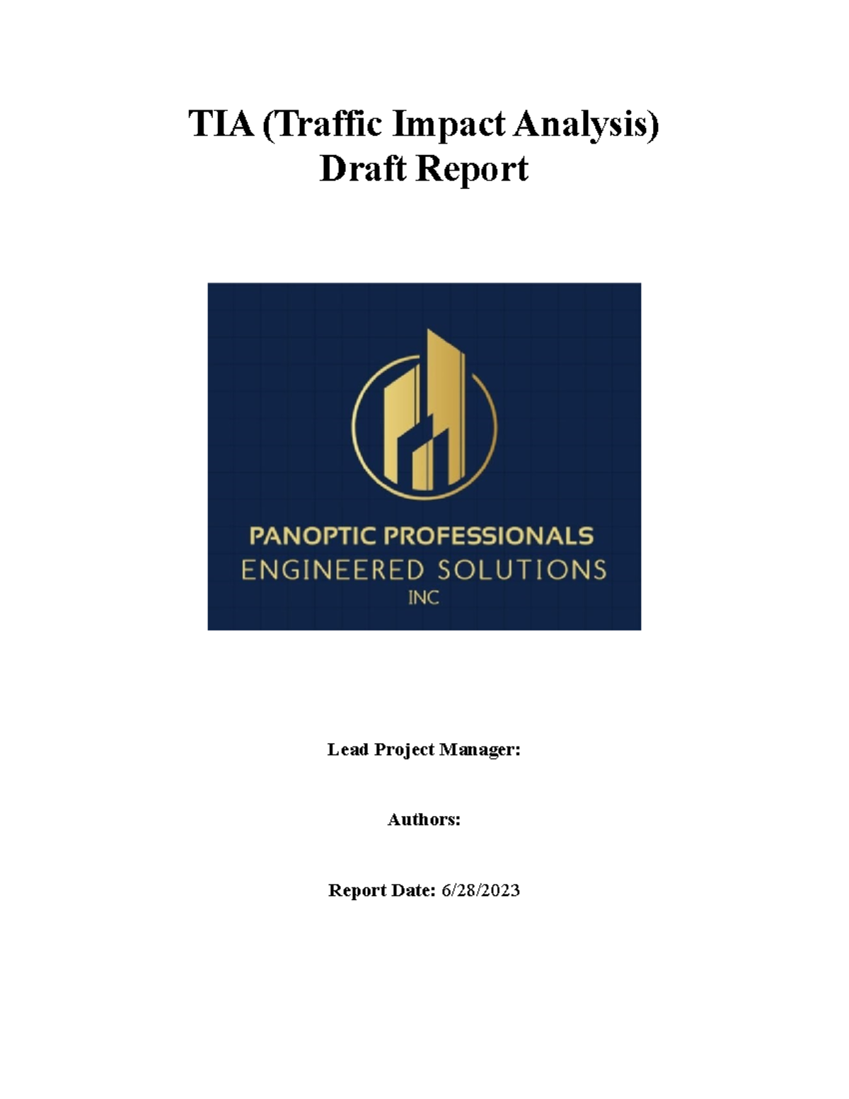 Traffic analyst - TIA (Traffic Impact Analysis) Draft Report Lead ...