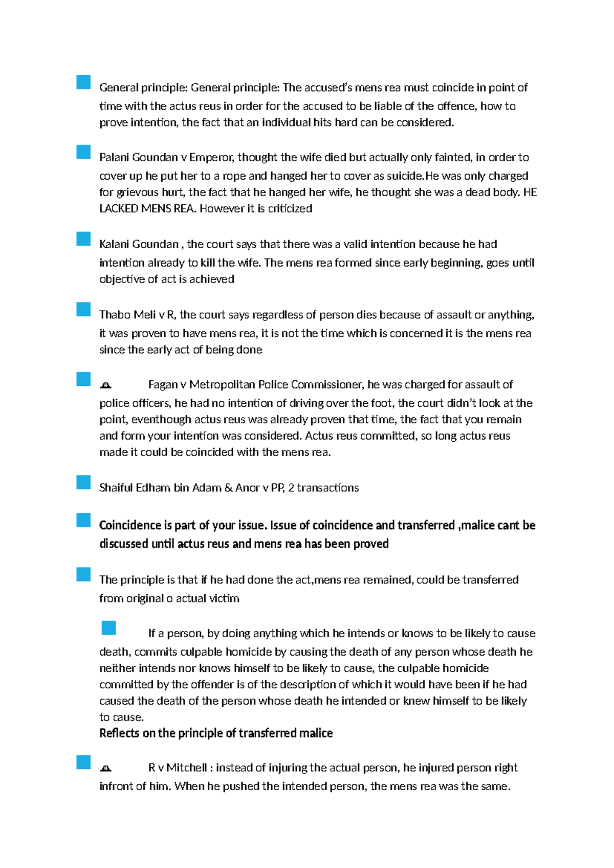 Criminal Law Mens Rea Lecture Notes: Key Cases & Principles - Studocu
