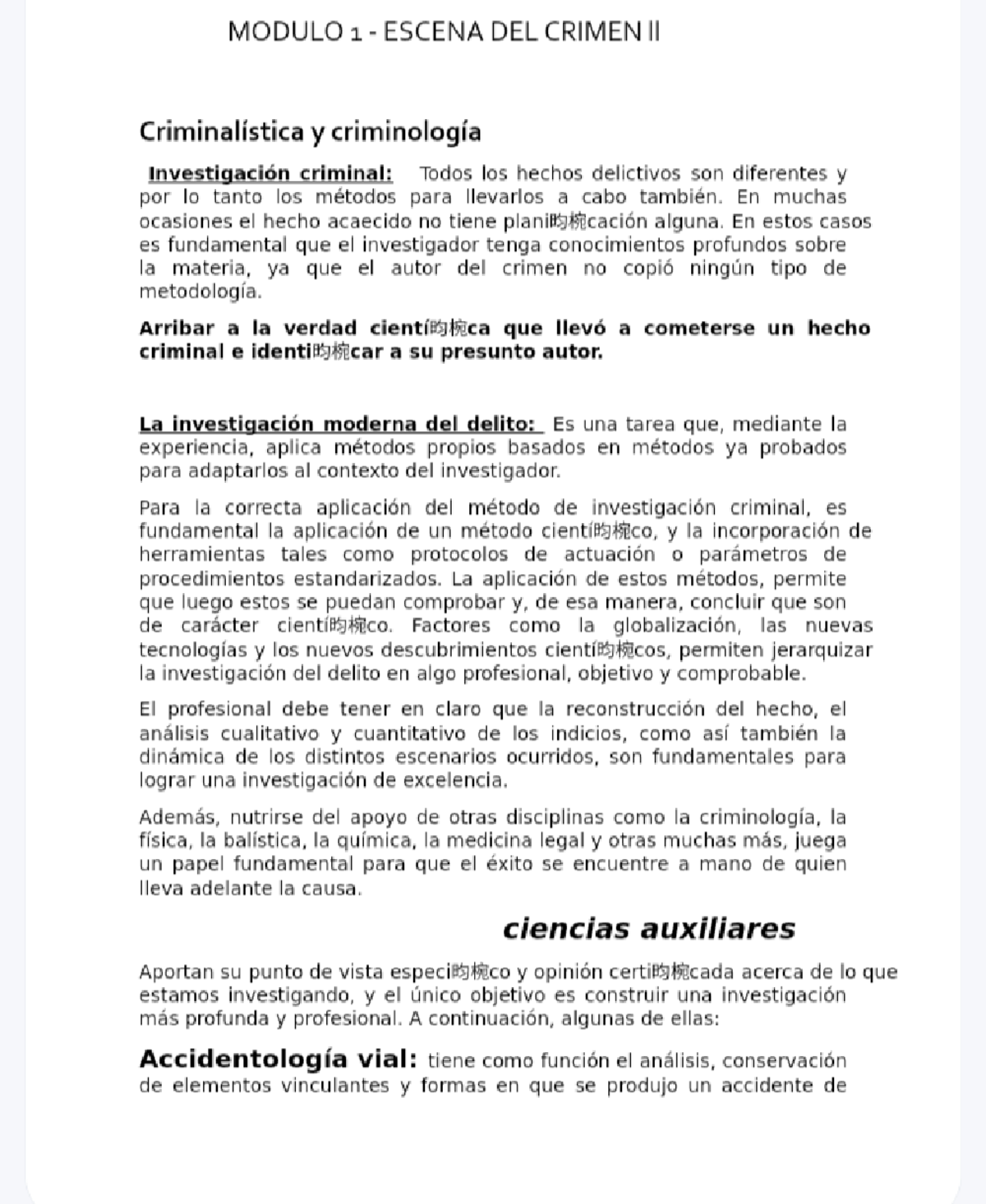 Criminalística 1: Concepts and Techniques in Forensic Science - Studocu