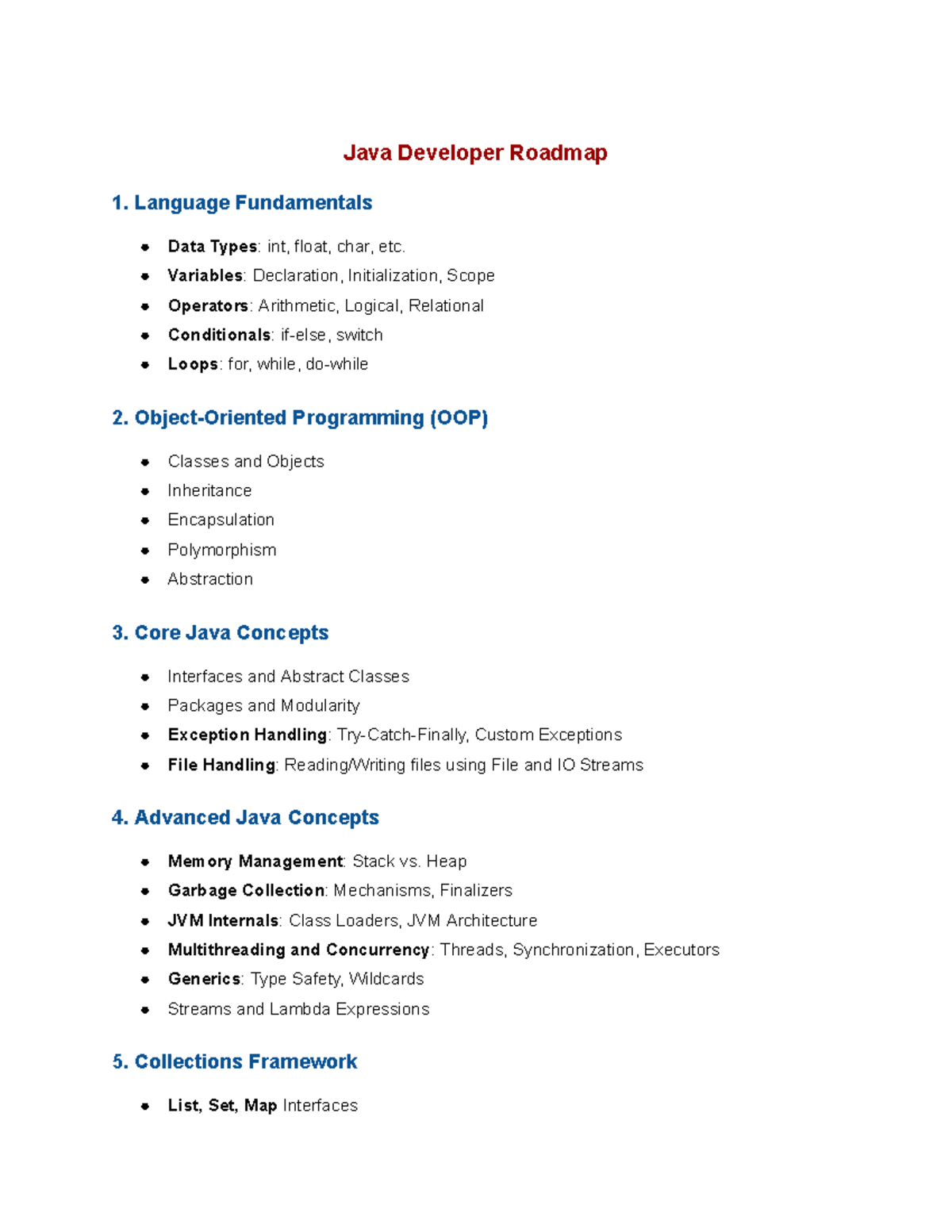 Java and Python Roadmap - EMC - Java Developer Roadmap 1. Language ...