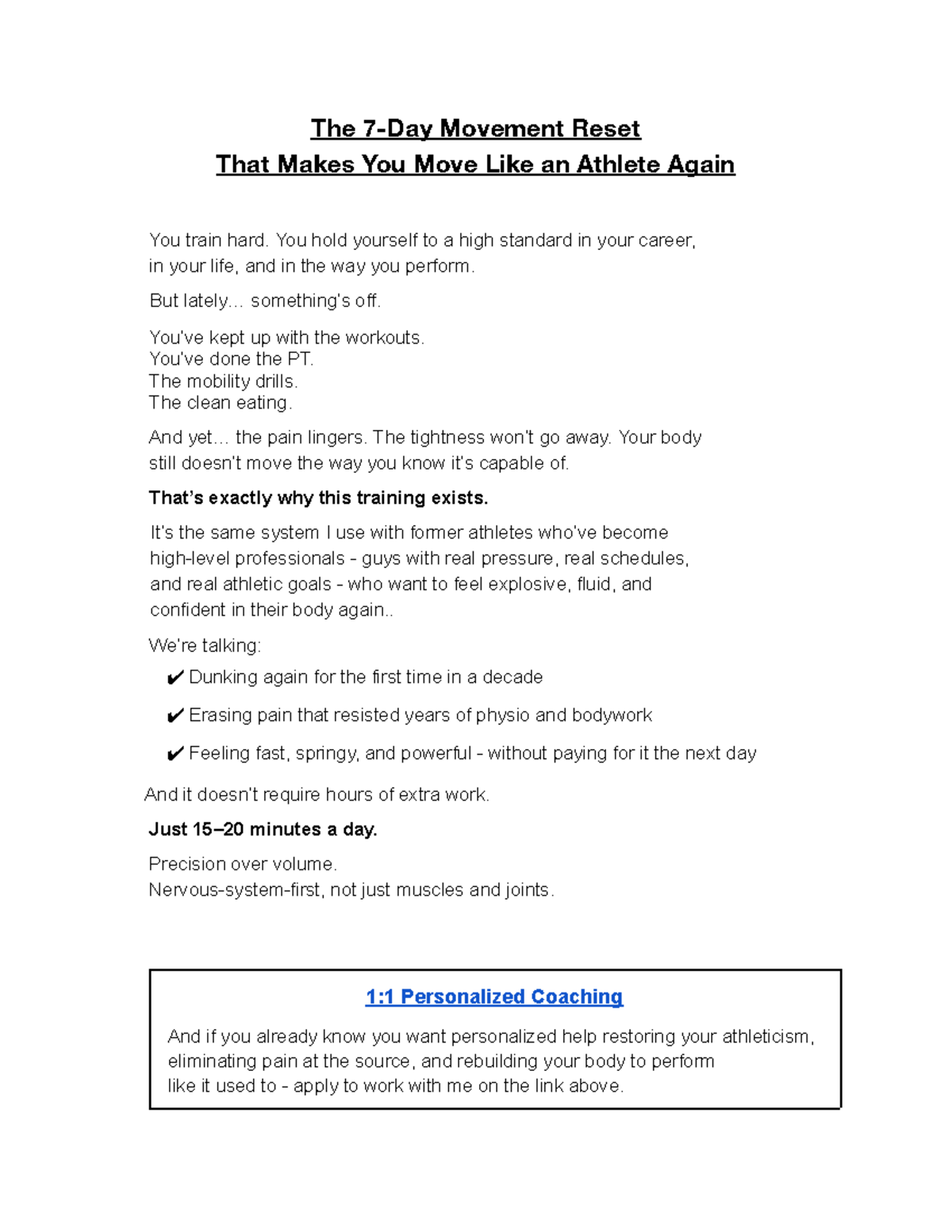 The 7-Day Movement Reset Program for Athletes - Studocu