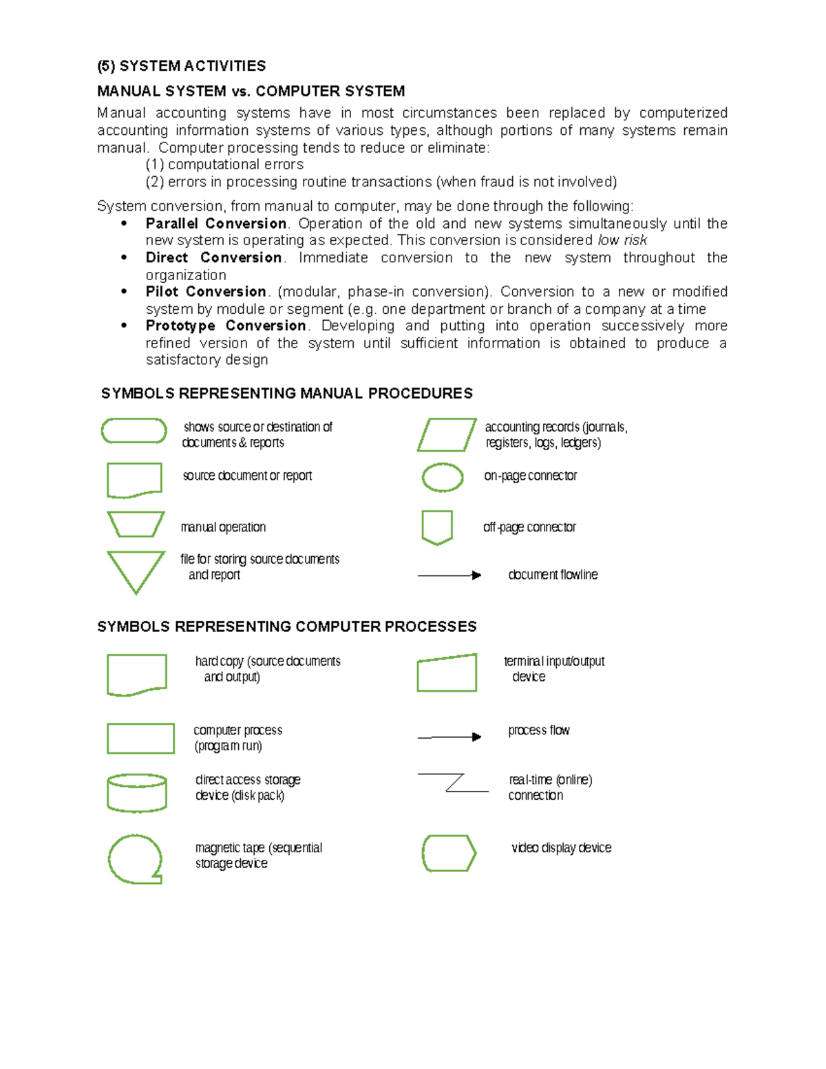 5-System-Activities - Summary - (5) SYSTEM ACTIVITIES MANUAL SYSTEM vs ...