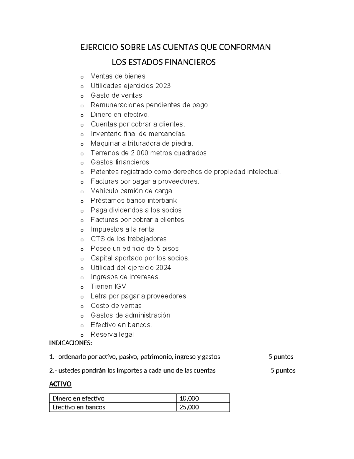 EJERCICIO SOBRE ESTADOS FINANCIEROS - TAREA 1 CONTABILIDAD FINANCIERA ...