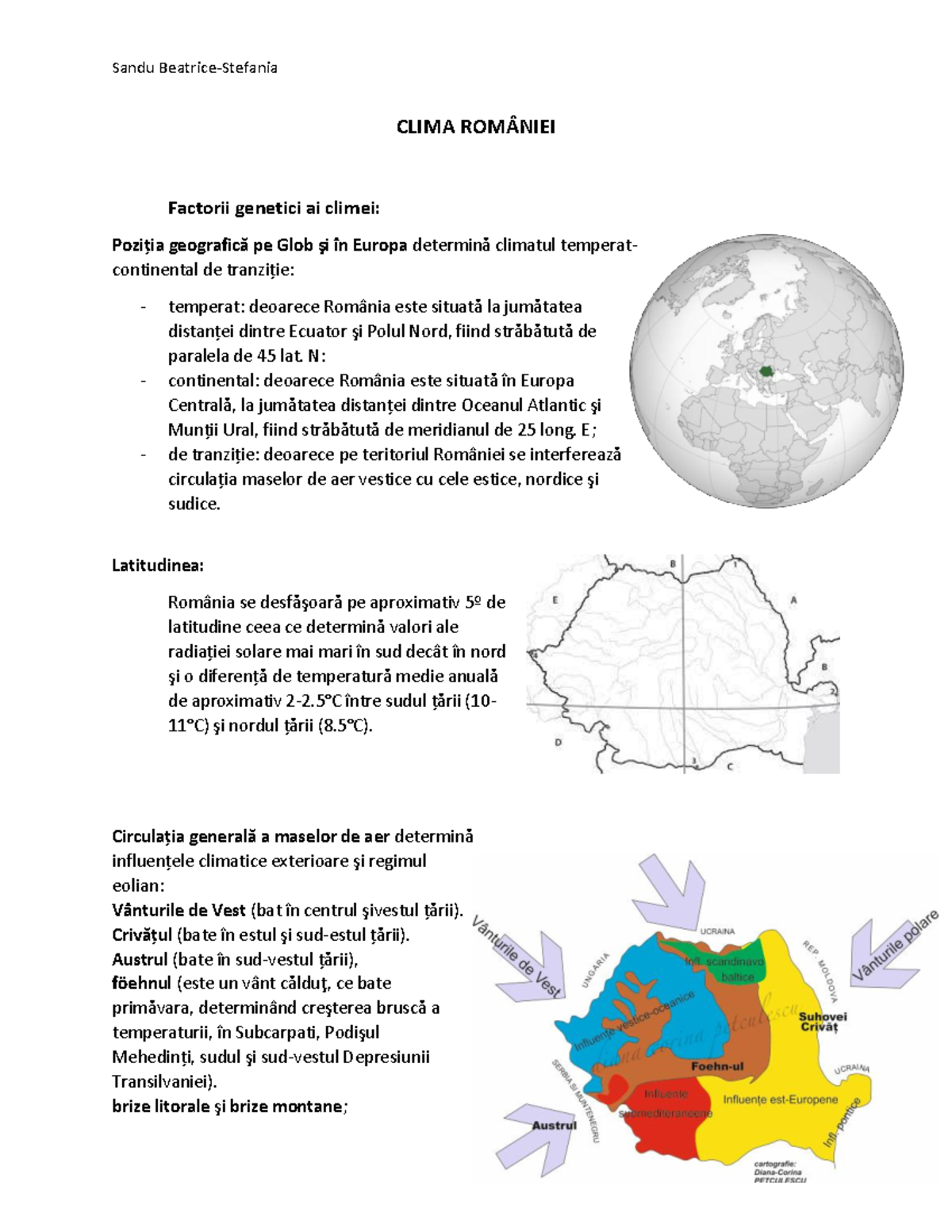 Clima României: Factori Genetici și Influențe Exterioare - Studocu