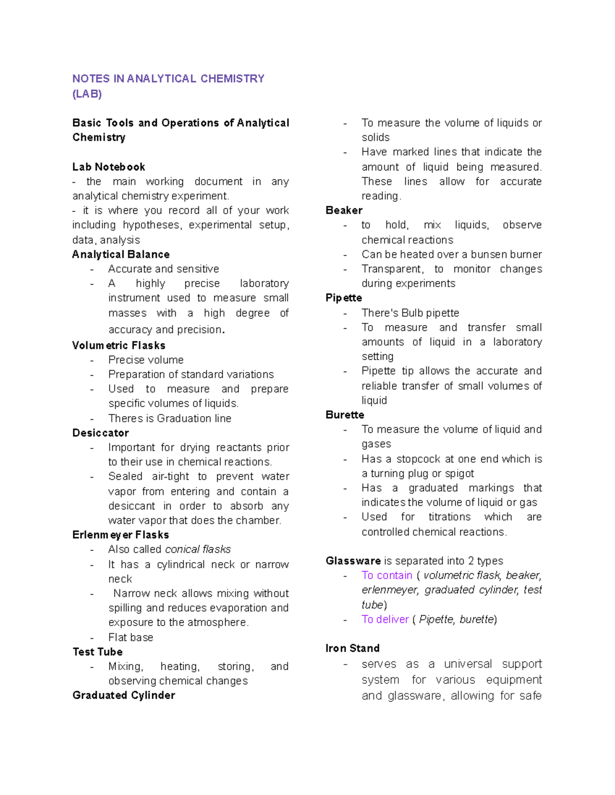 Analytical chemistry lab notes: tools, techniques, and applications ...