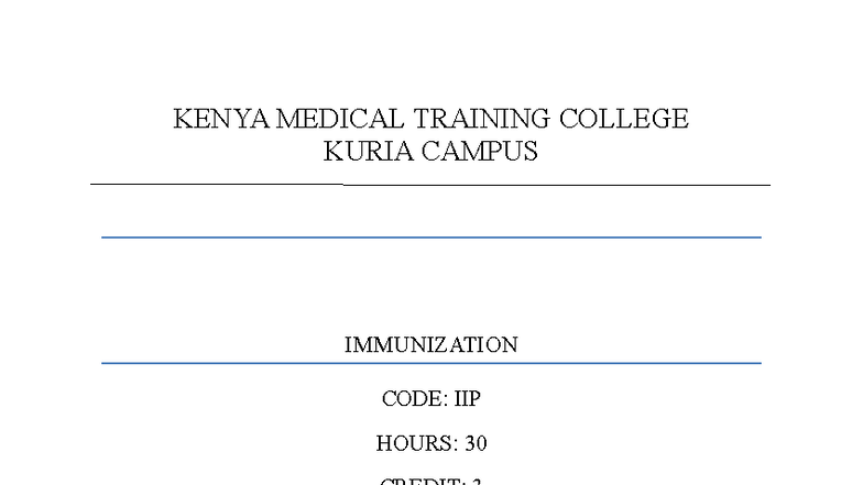 Lecture Notes on Immunization (IIP) for Environmental Health Sciences ...