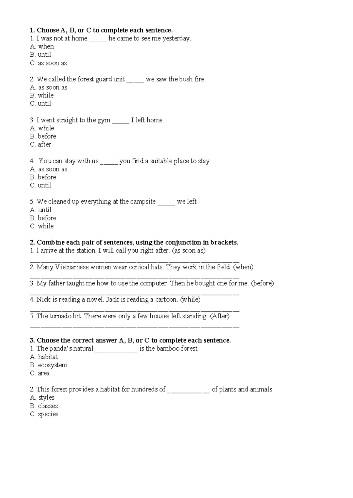 8 GK2 - Sentence Completion and Conjunction Exercises - Studocu