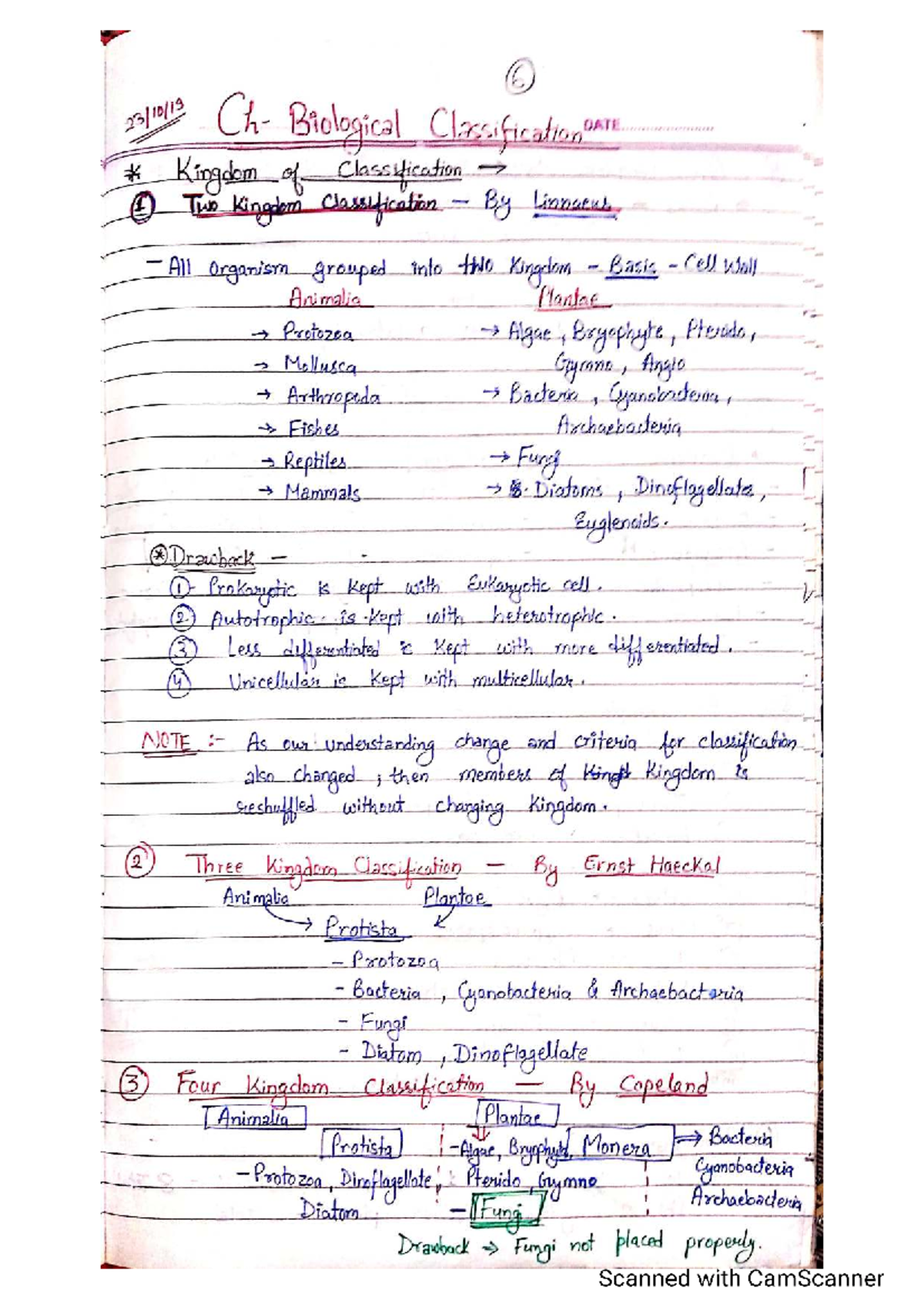 Biological Classification Notes for Course 01 - Studocu