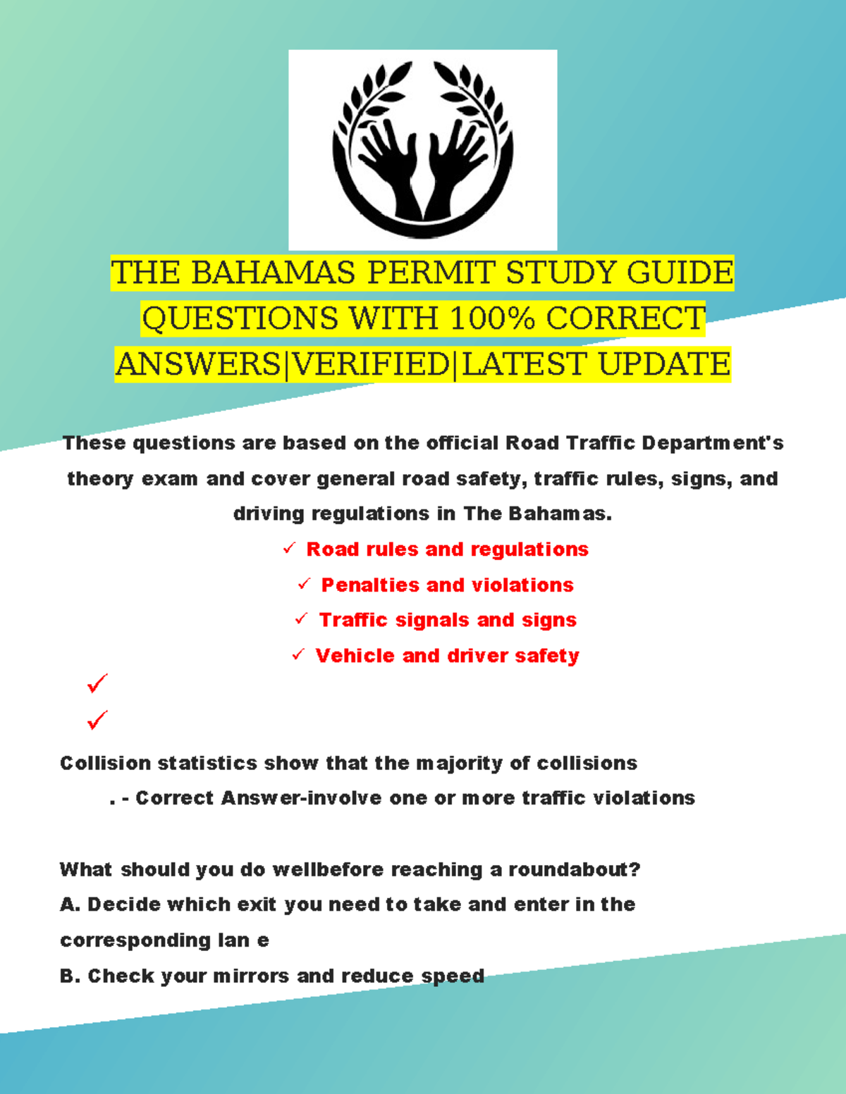 The Bahamas Permit Study Guide: Key Questions & Answers for Road Safety ...