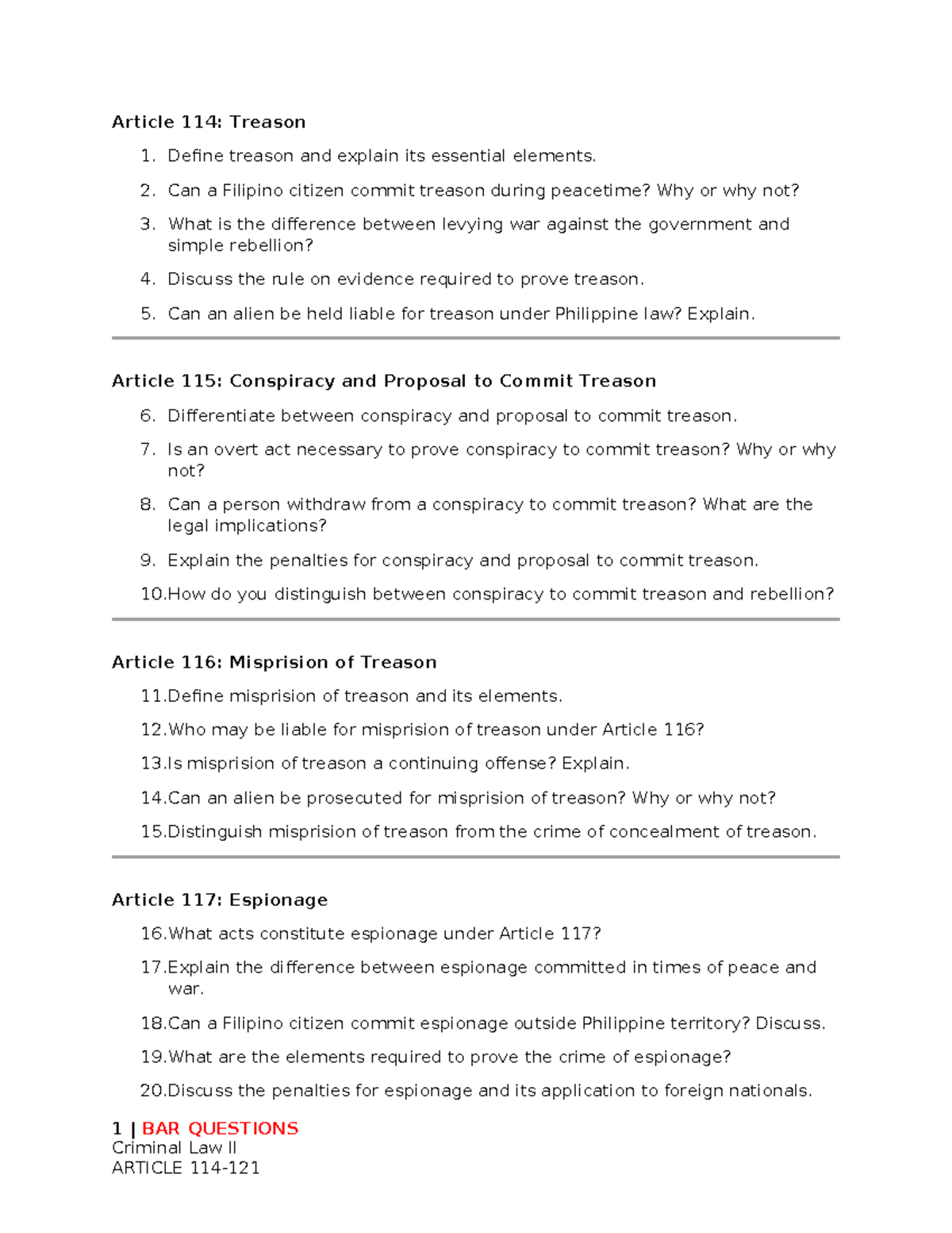 Criminal Law II: Articles 114-121 Overview and Key Concepts - Studocu