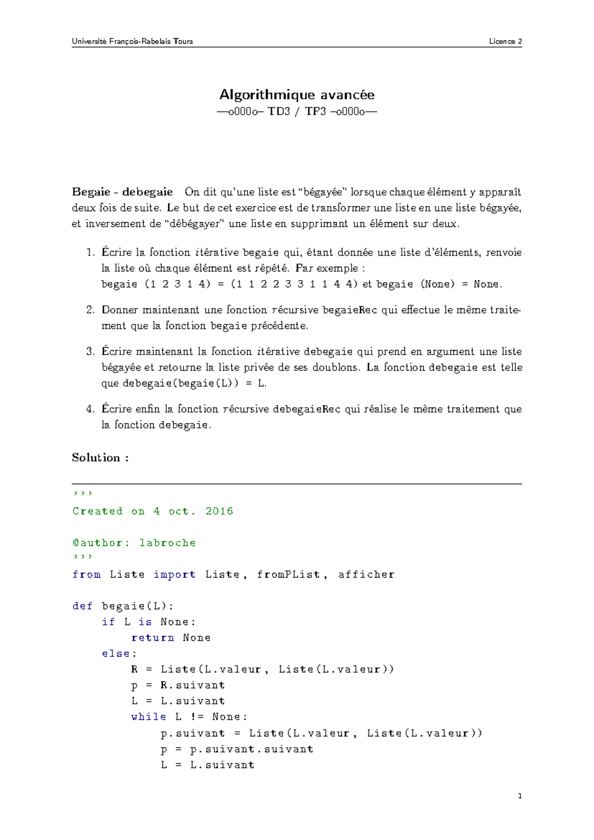 Algorithmes Avancés - Python - Correction Activité 3 - Studocu