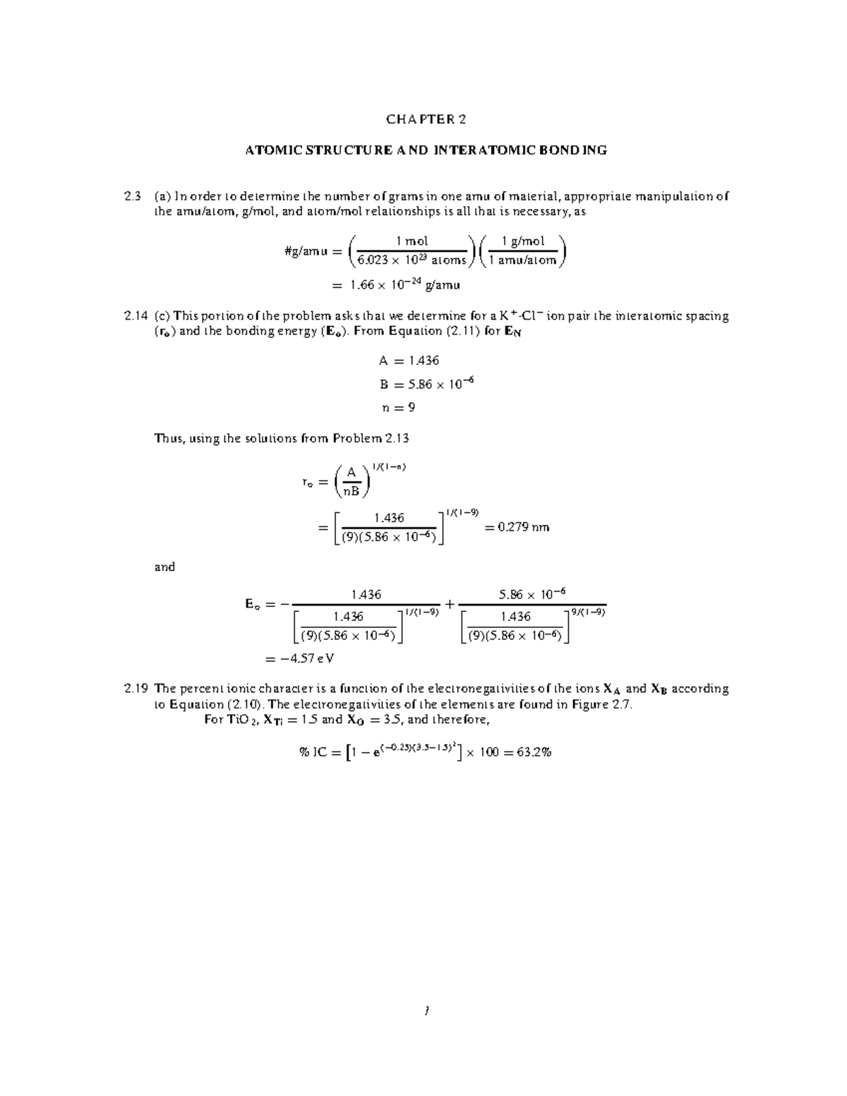 Fundamentals of Materials Science and Engineering (PB017): Solutions to ...
