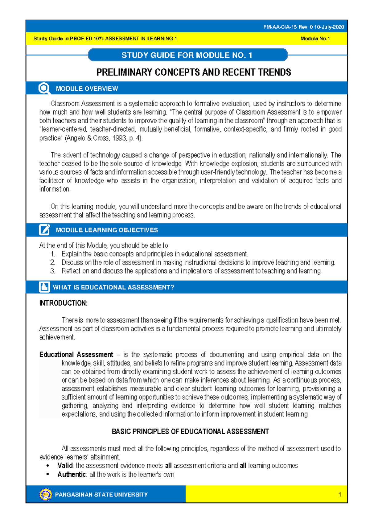 PROF ED 107: Study Guide to Educational Assessment - Units 1 & 2 - Studocu