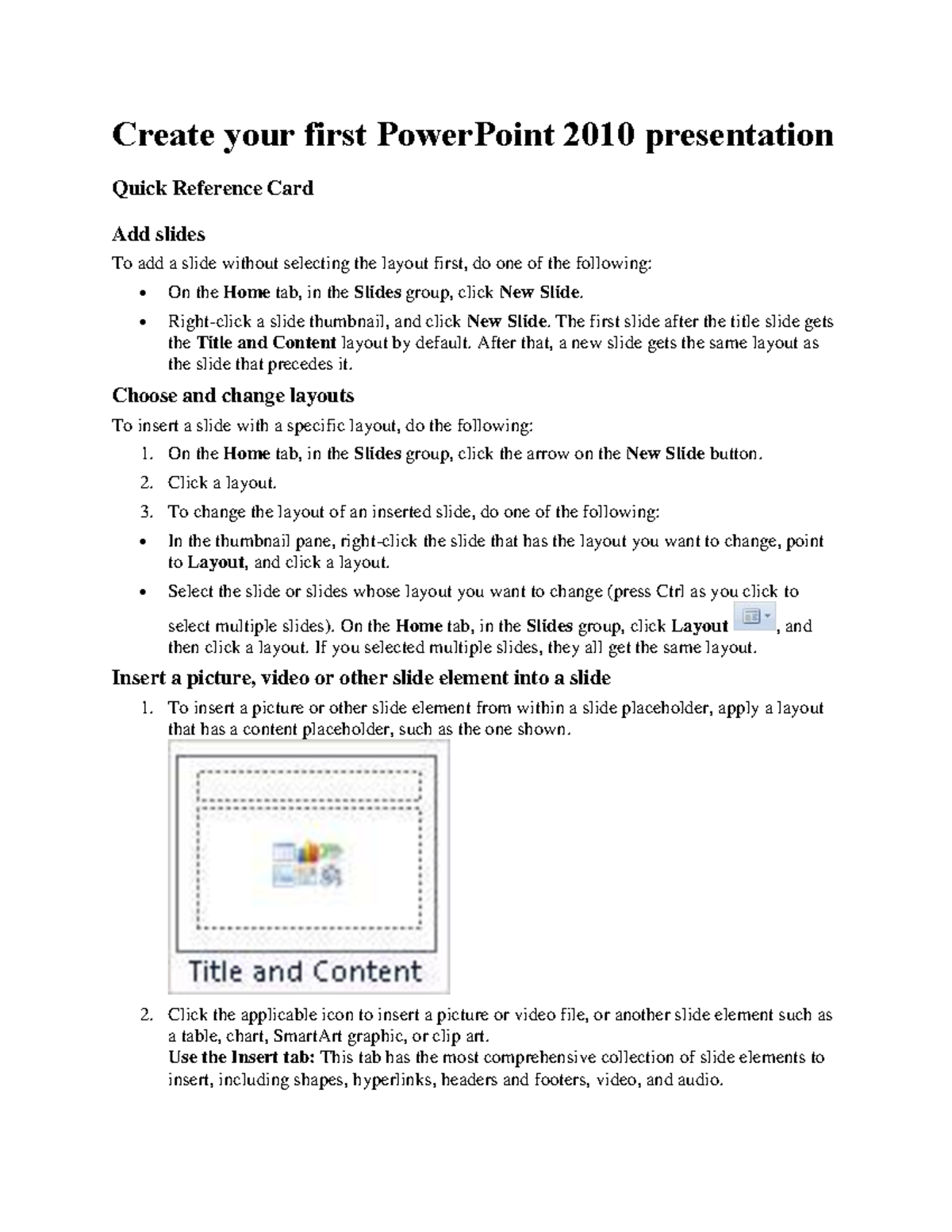 Power Point Module 3 Quick Reference Guide - Create your first ...