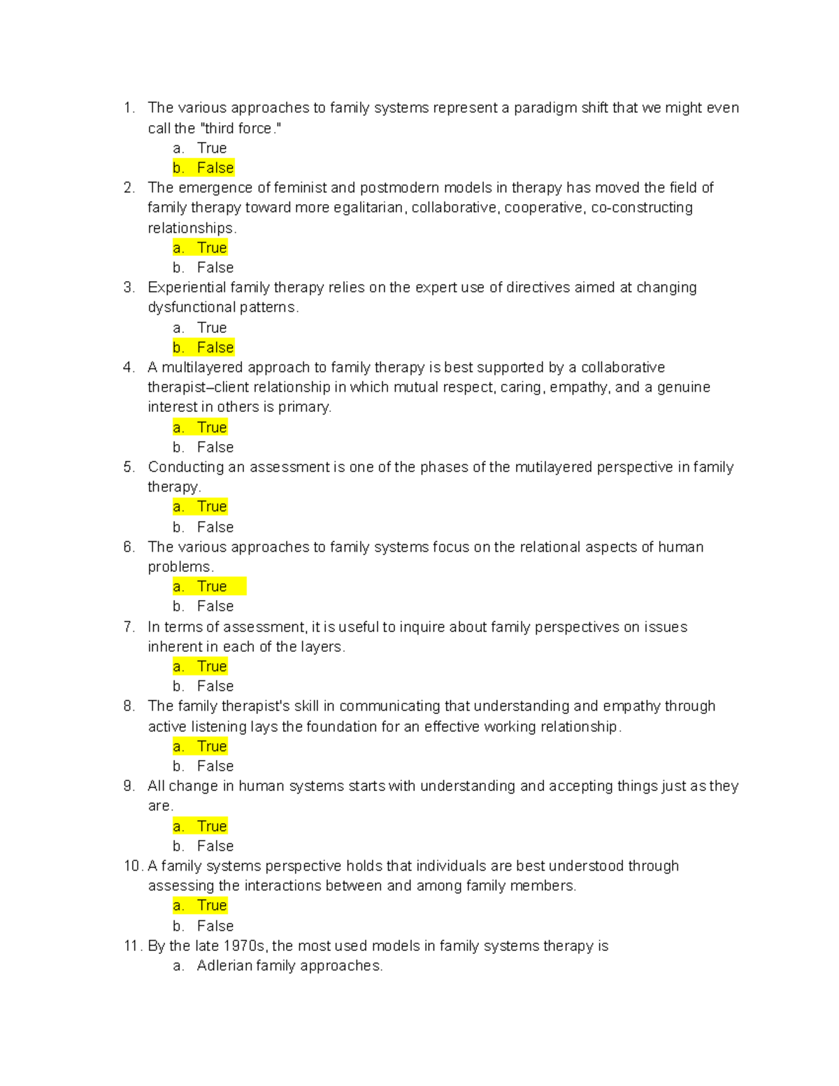 Chapter 14 Quiz: Family Systems Therapy Insights - Studocu