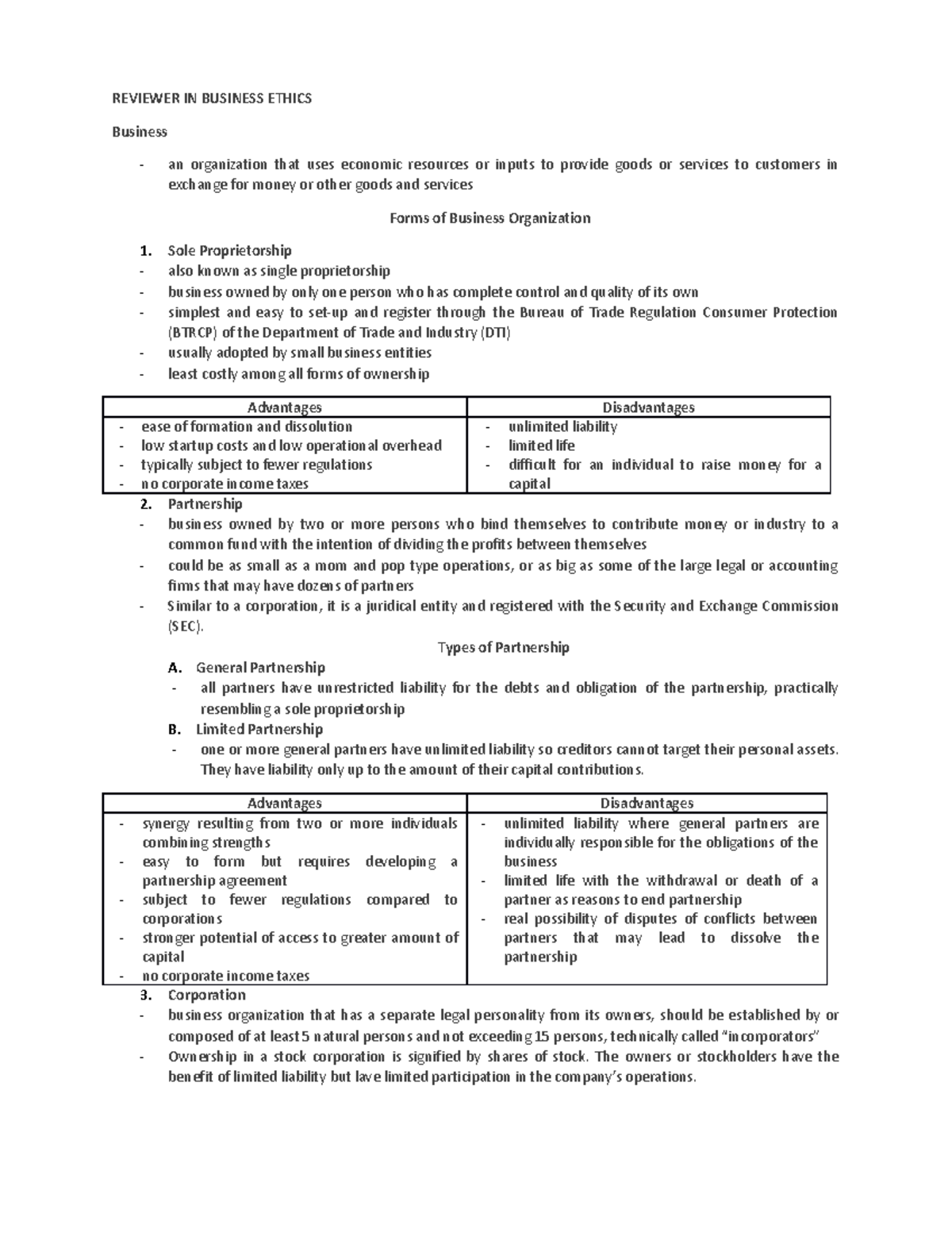 Business Ethics Reviewer: Core Concepts and Frameworks Analysis - Studocu