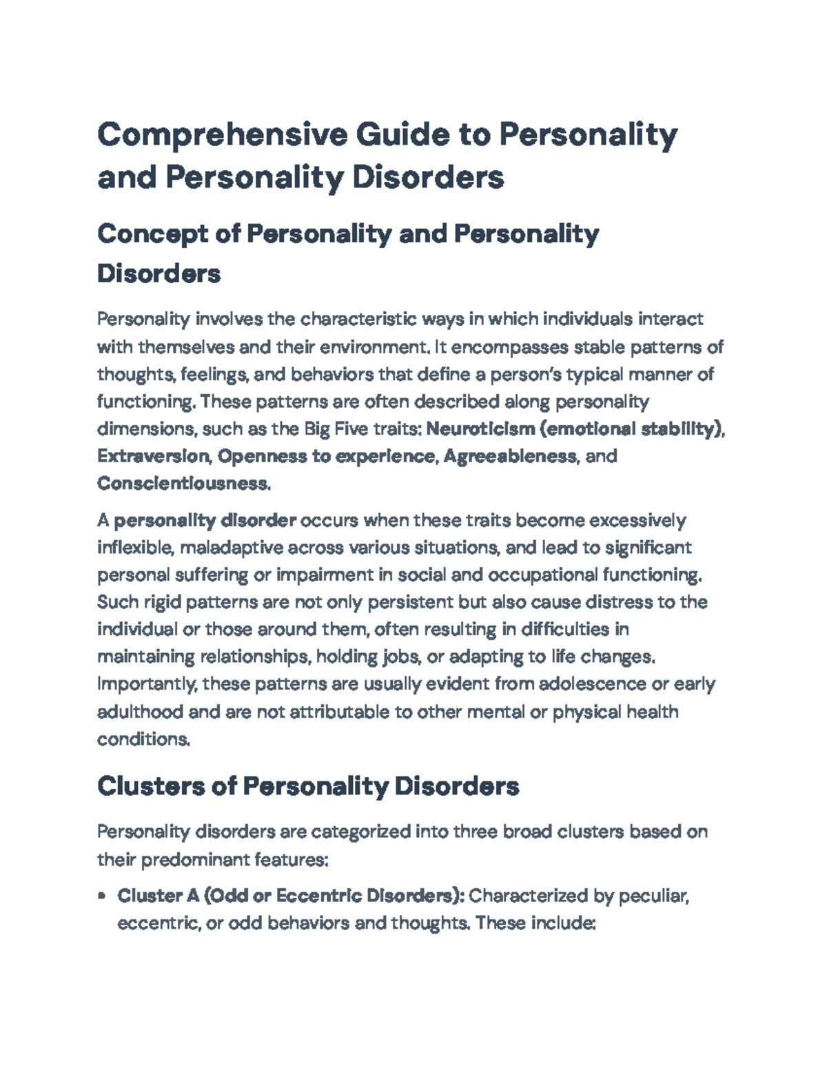 Comprehensive Guide to Personality Disorders and Treatments ...