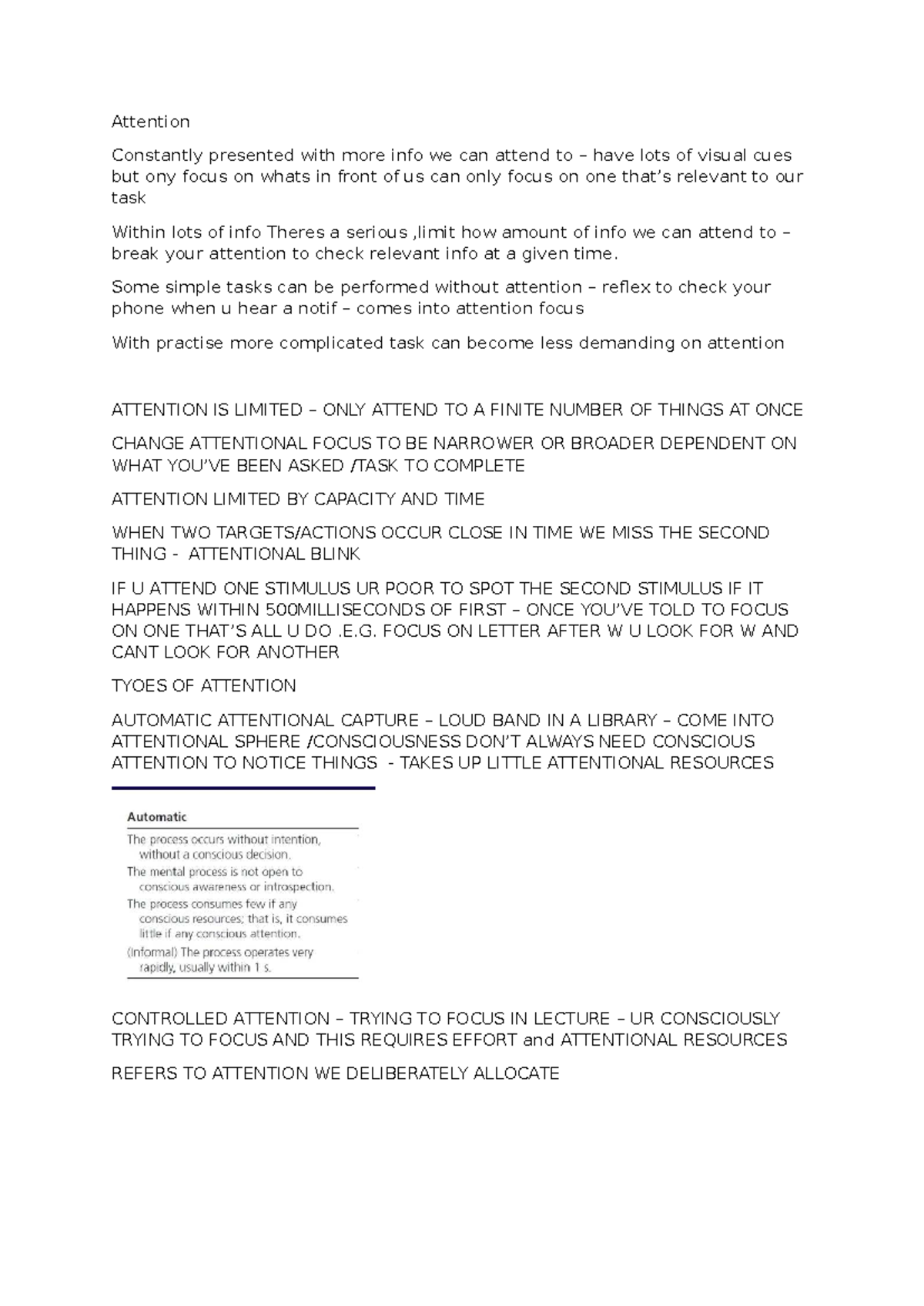 PSY 101: Lecture Notes on Attention and Its Limitations - Studocu