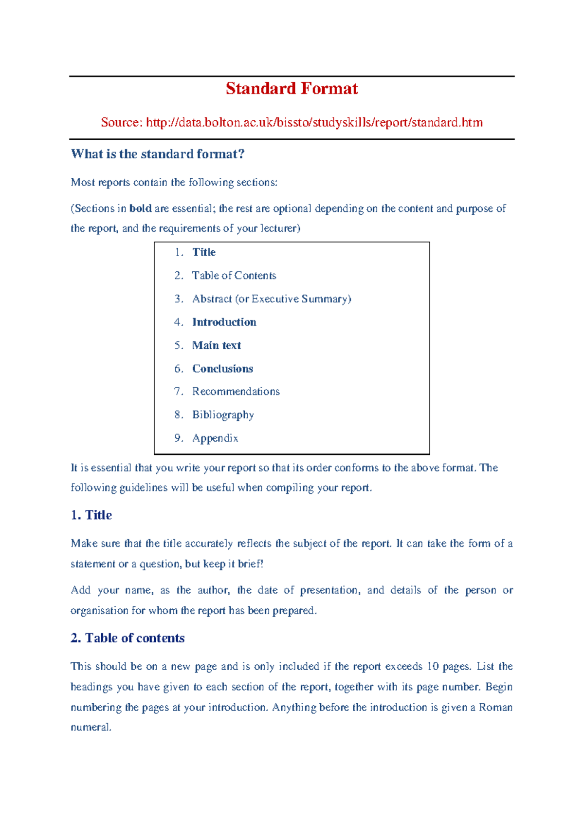 Standard Format Guide for Reports - ppt - Studocu
