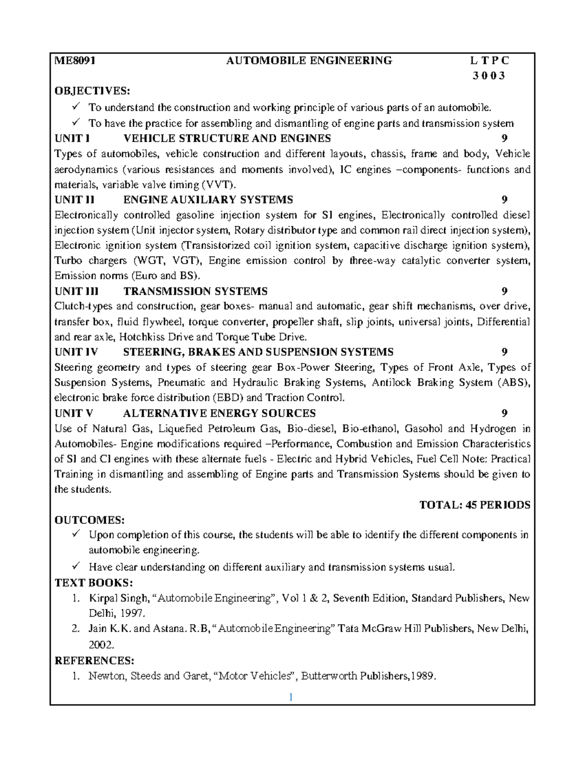 ME8091 AUTOMOBILE ENGINEERING: Comprehensive Unit Overview and Key ...