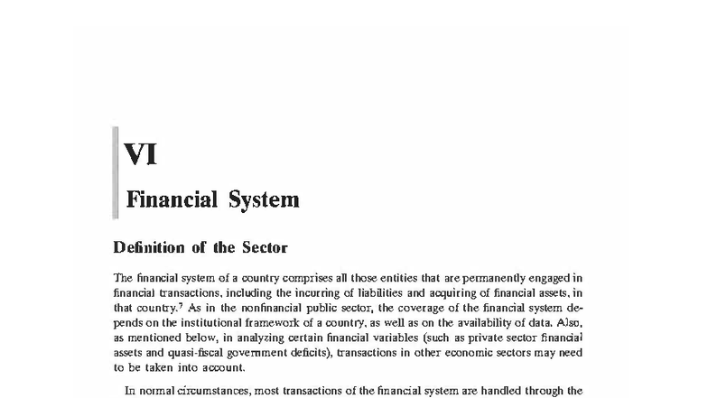 VI. Financial System Overview and Key Components Analysis - Studocu