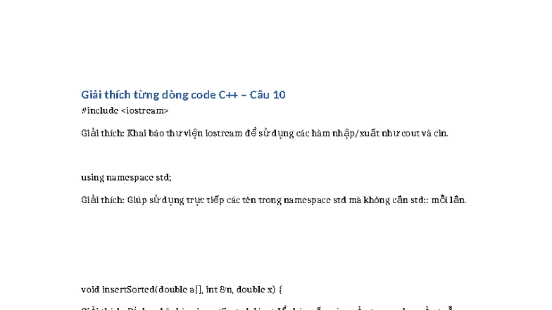 Giải thích từng dòng code Câu 10 - Hướng dẫn chi tiết - Studocu