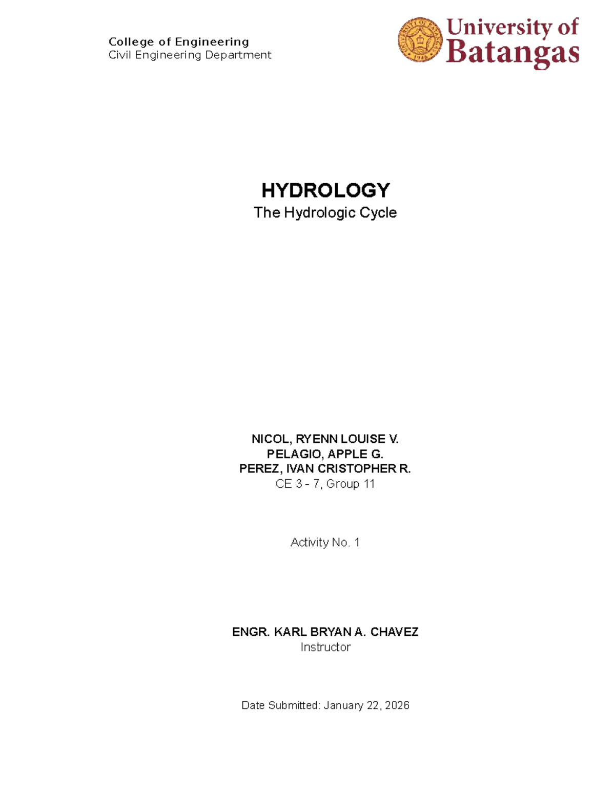 CE 3 7 Group 11: Hydrology Notes on the Hydrologic Cycle - Studocu