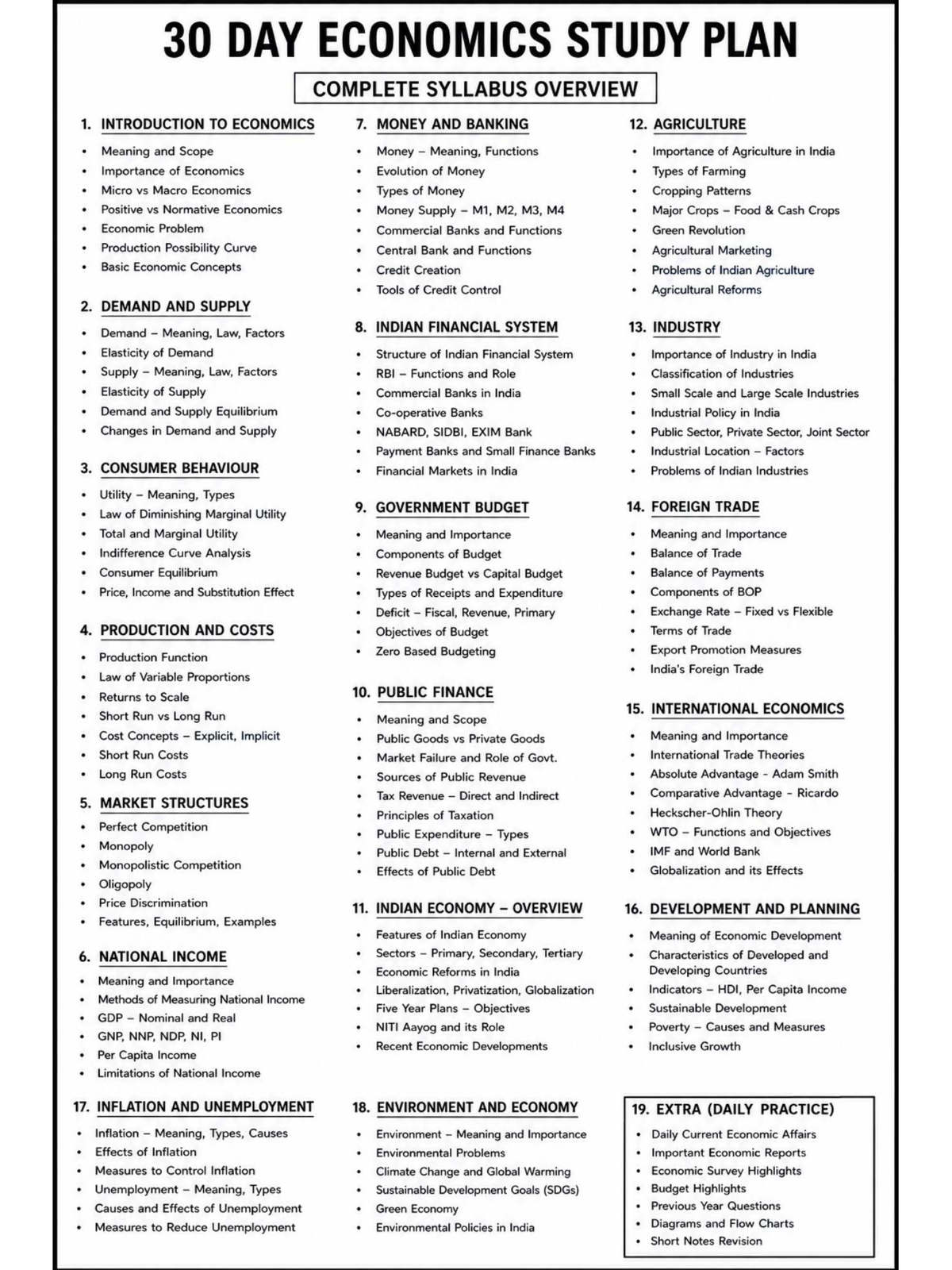 30 DAY ECONOMICS STUDY PLAN FOR UPSC PREPARATION - Studocu