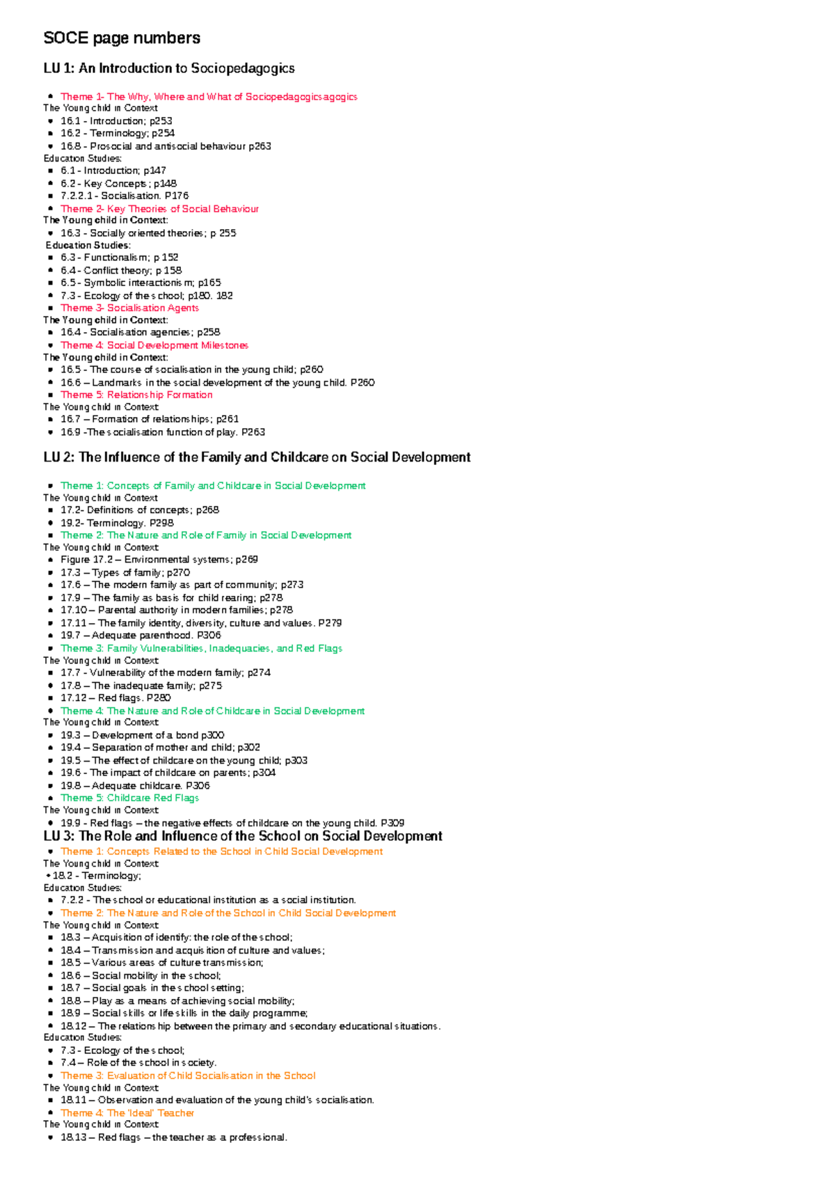 SOCE 101: Test 1 Study Notes on Sociopedagogics and Social Development ...