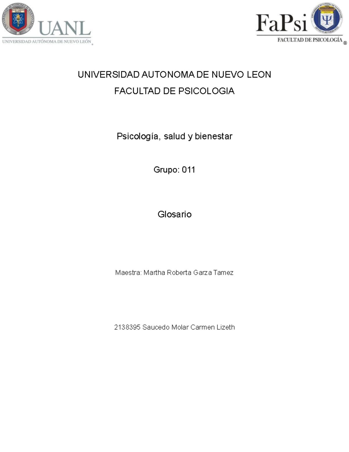 Glosario PSYB - UNIVERSIDAD AUTONOMA DE NUEVO LEON FACULTAD DE ...