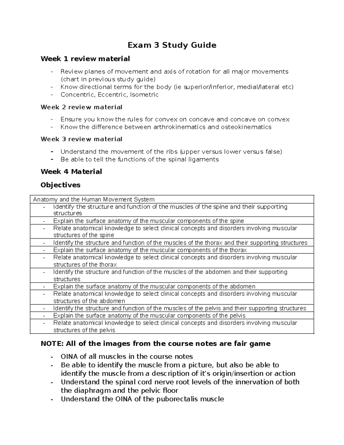 Exam 3 Study Guide: Anatomy and Human Movement System Concepts - Exam 3 ...
