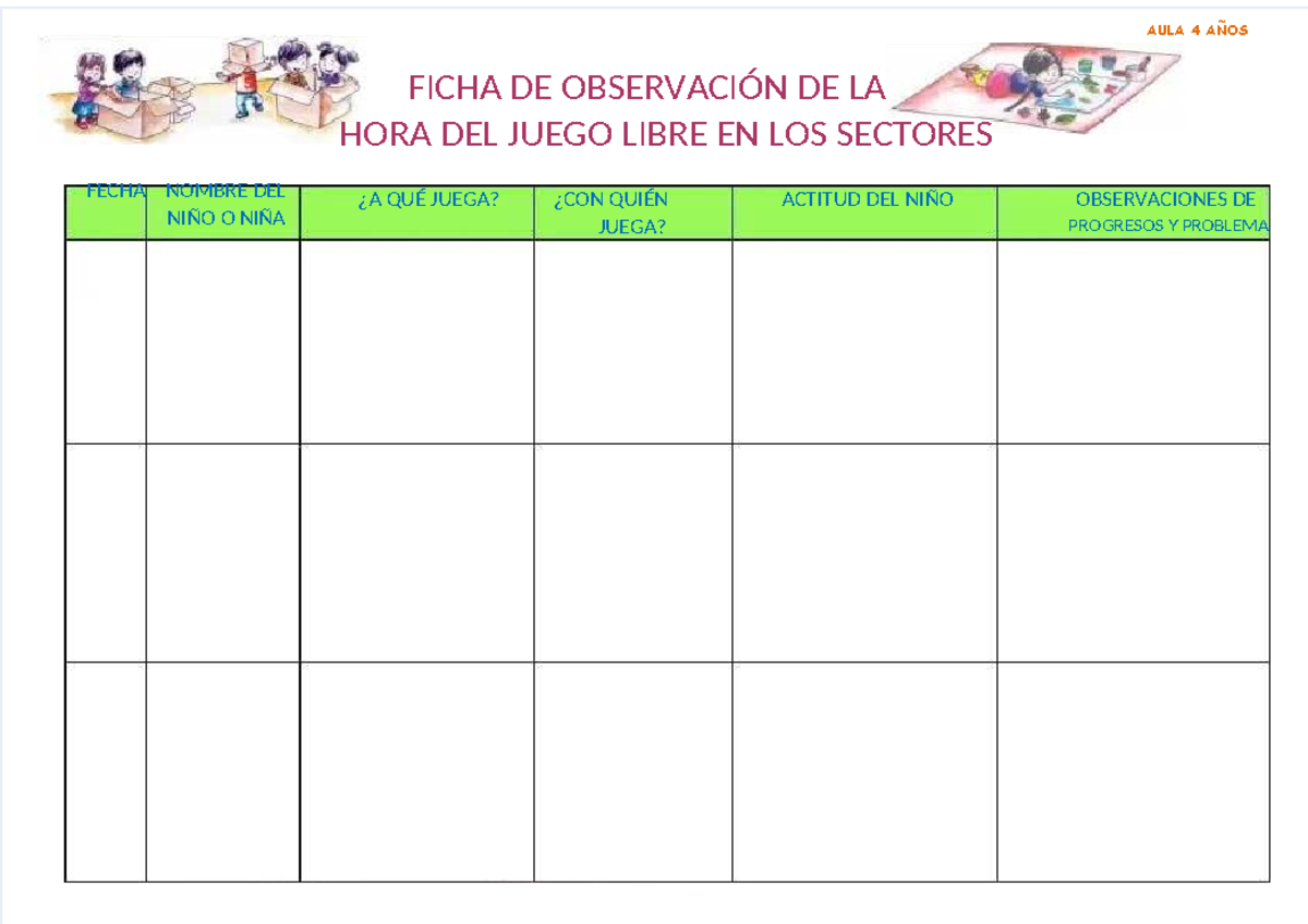 Pdf ficha de observacion para el juego libre en los sectoresdocx ...