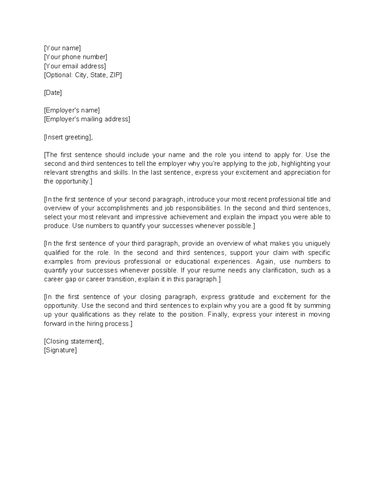 Cover Letter Template for SU2 Course on Job Applications - Studocu