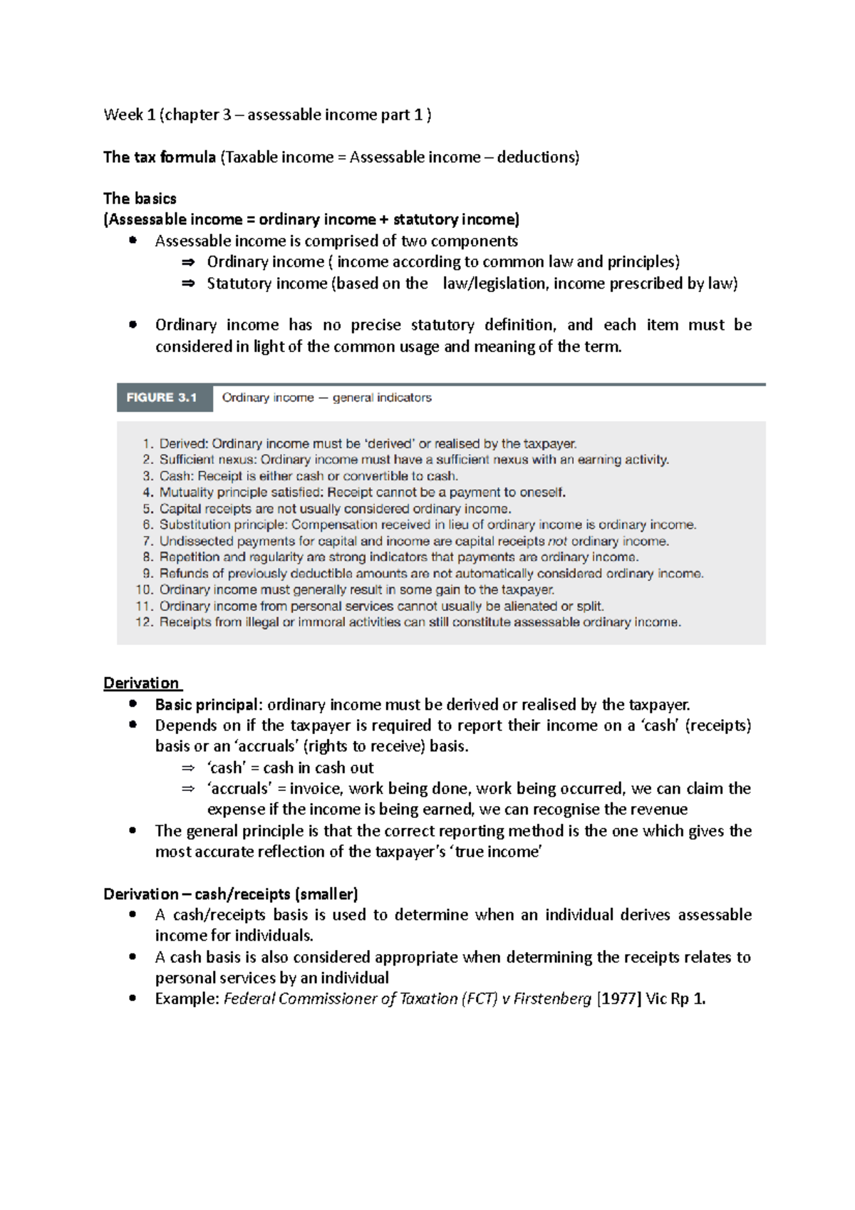 Taxation - Week 1: Assessable Income Overview - Studocu