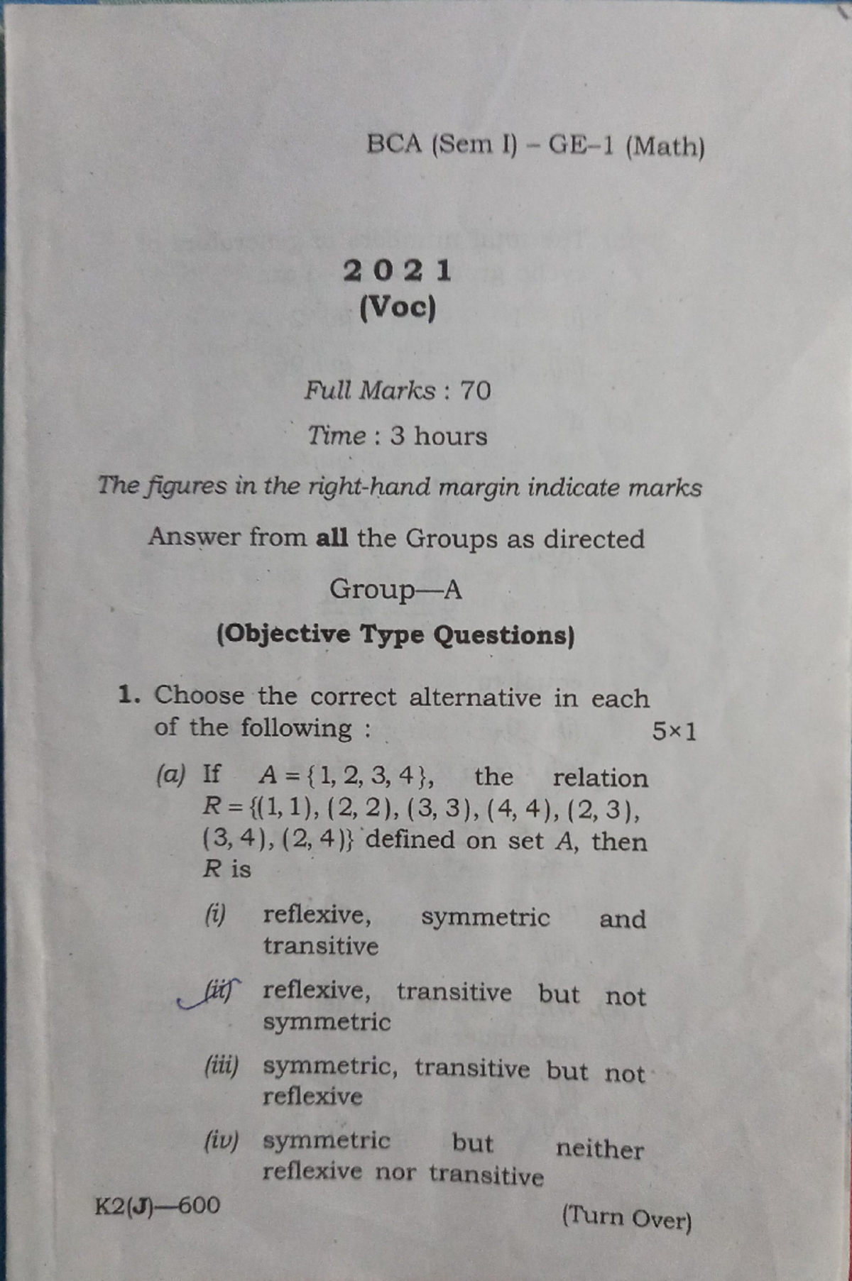 BCA semester 1 maths 2021 23-Nov-2022 13-34-15 - Bachelor of Computer ...