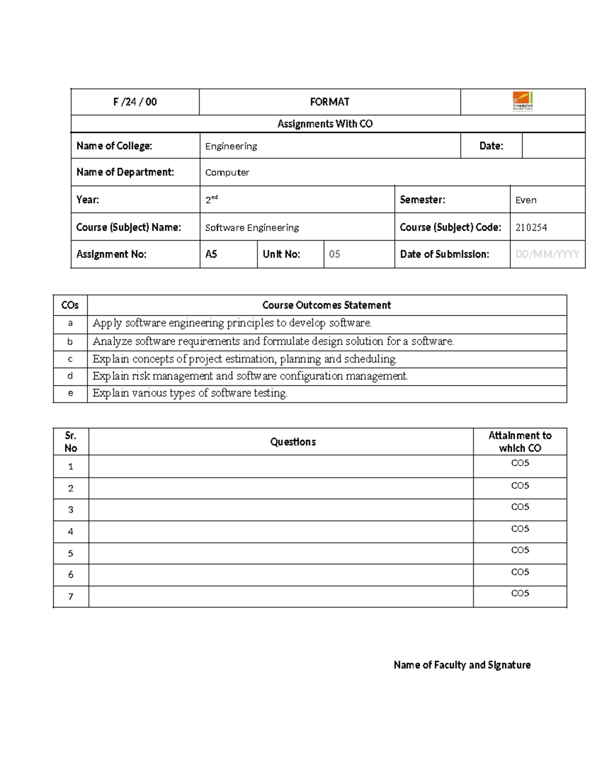 Software Engineering Assignment A5 (210254) - Unit 5 Notes - Studocu
