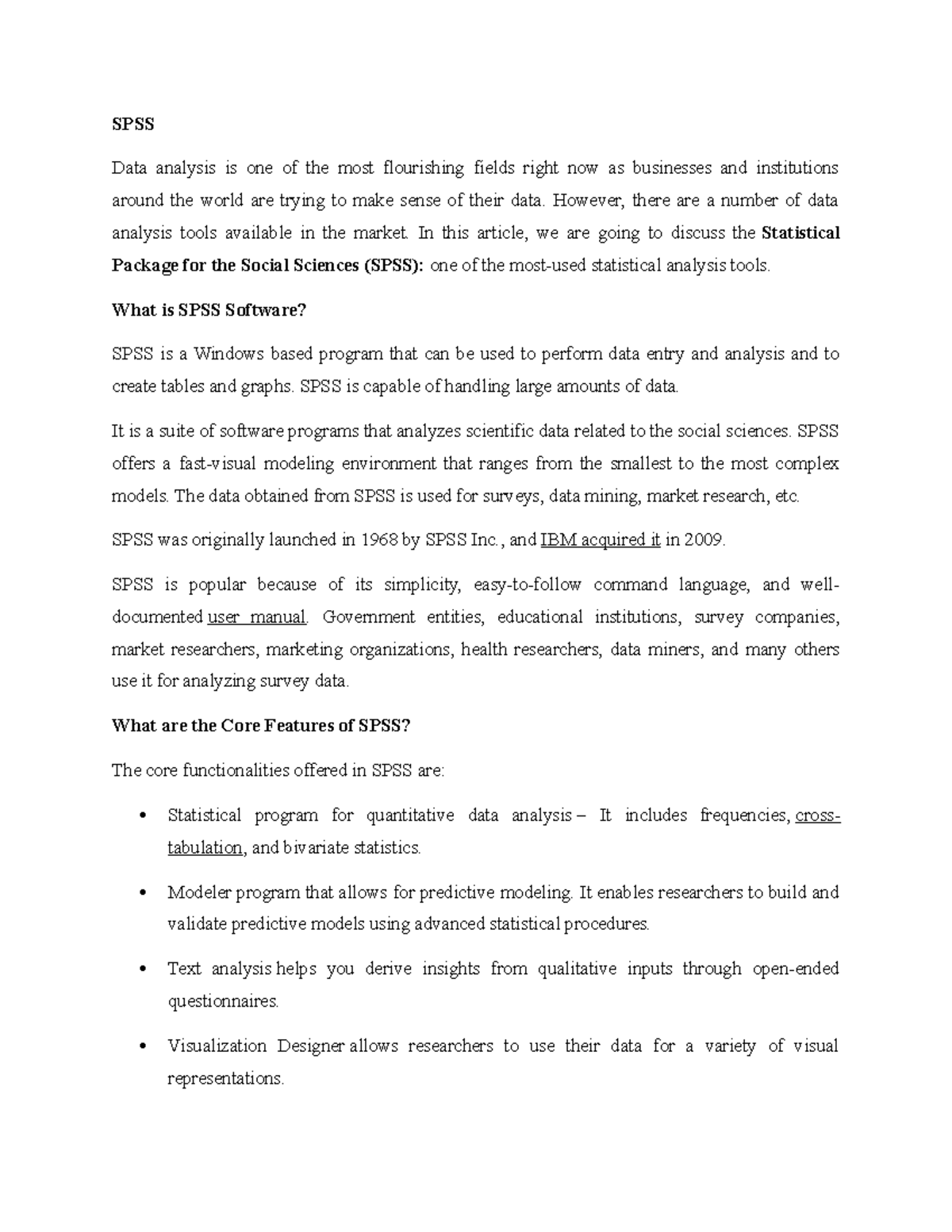SPSS Lecture Notes: Key Features and Applications in Data Analysis ...