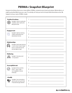 Creating Your Personalized PERMA Snapshot Worksheet - Studocu