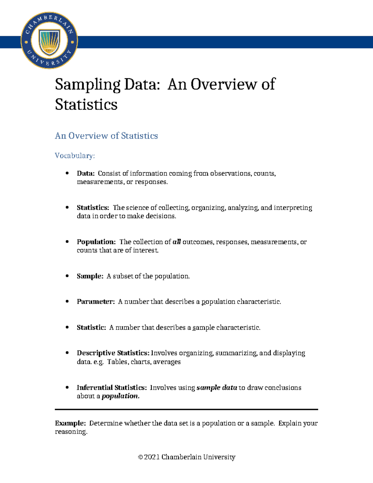 MATH Video Notes: Key Concepts in Statistics Overview - Studocu
