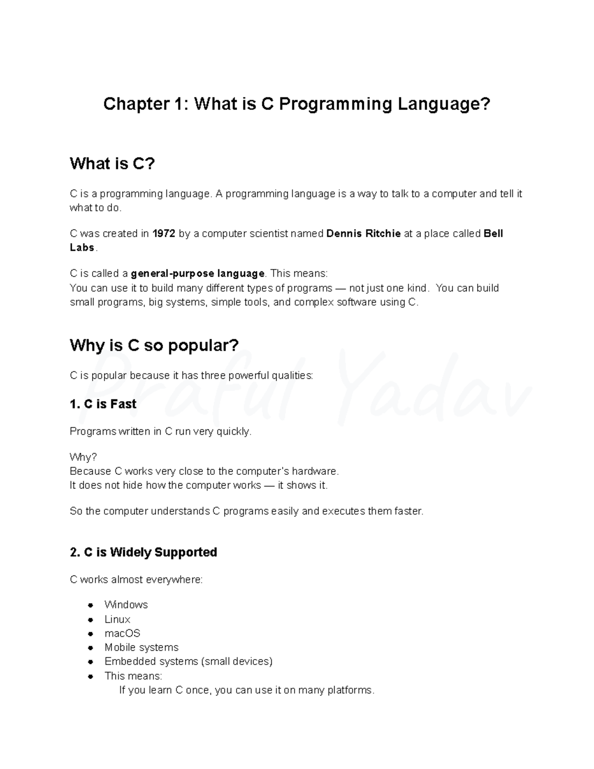 Lec 1: Introduction to C Programming Language Concepts - Studocu