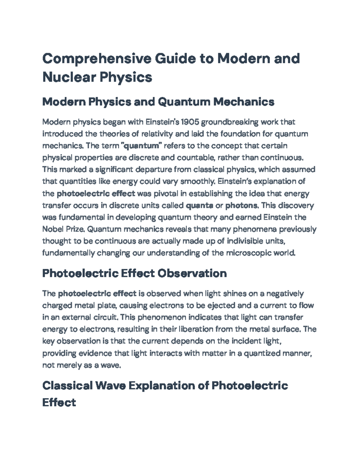 Comprehensive Review of Quantum Mechanics & Nuclear Physics (PHYS 301 ...