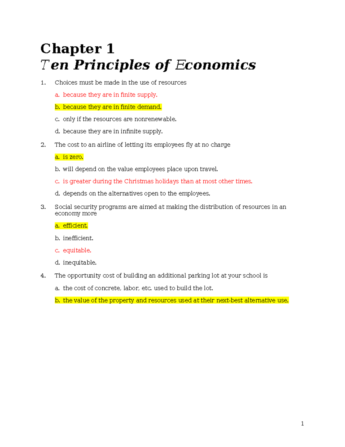 Economics Chapter 1 Vocabulary Quiz - Principles Explained - Studocu