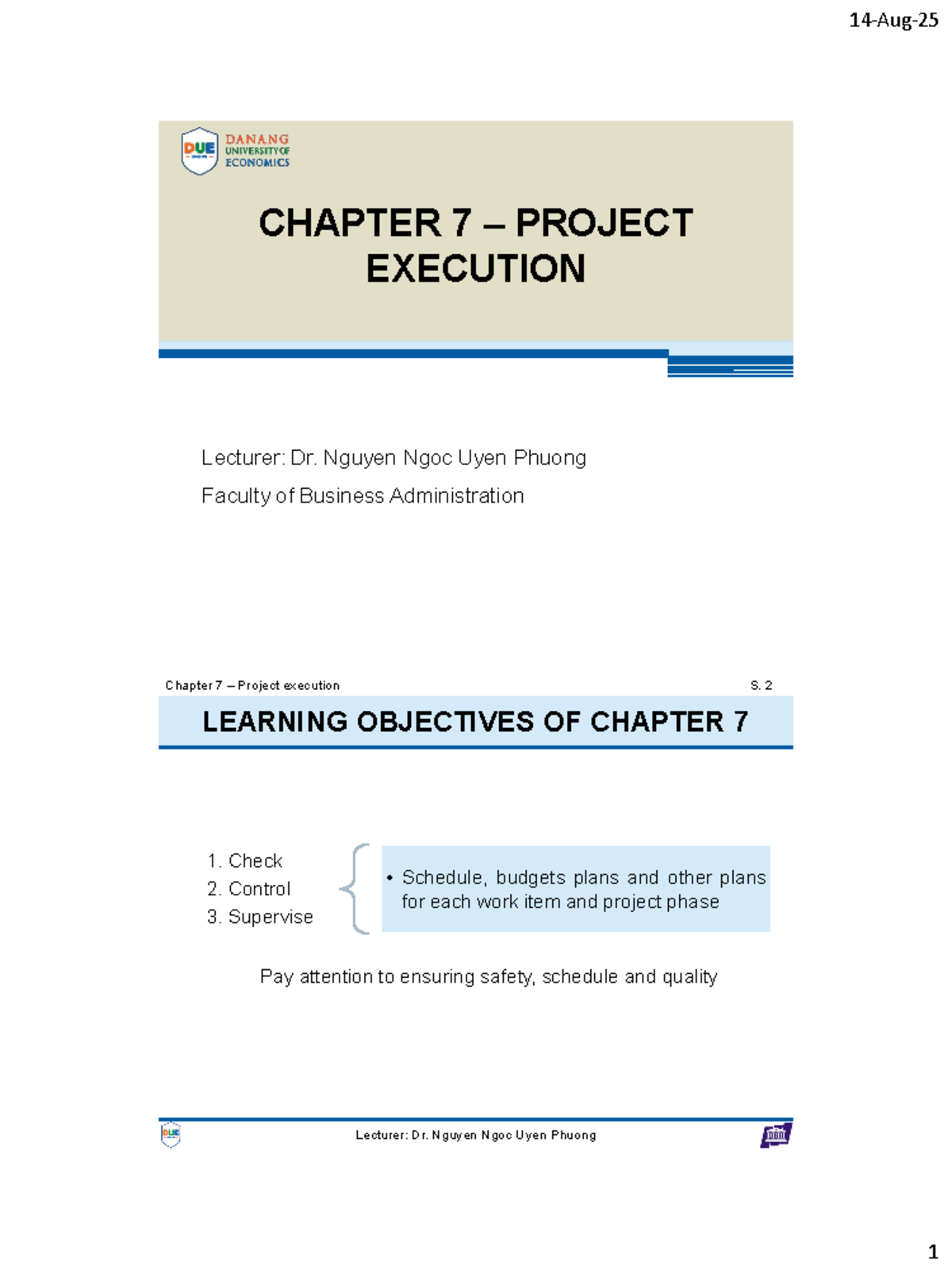 PM CHAPTER 7: PROJECT EXECUTION & EARNED VALUE ANALYSIS - Studocu